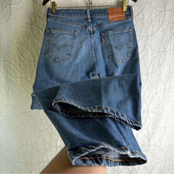 Levis 505 Jeans Mens 30x30 Blue Denim Cotton Classic Zip Fly Sun Patch On Knee - Picture 13 of 16